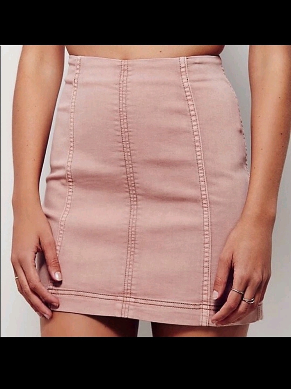 Free People Faux Leatger Rose Size 10 High-Waist Pink Seam-Panel Mini Skirt
